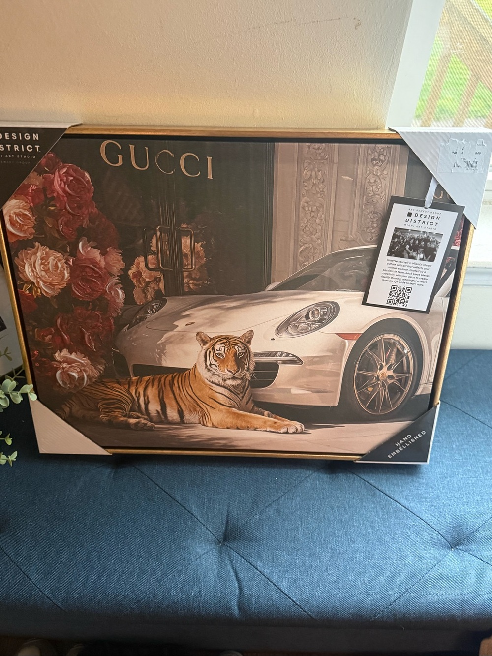 Gucci Tiger & Sports Car Wall Art - Brown, Gold, White New by District Art